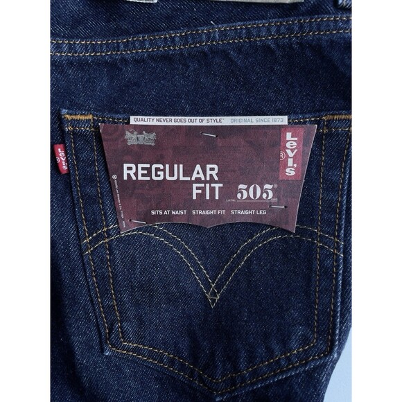 Vintage Y2K Levi’s 505 Regular Fit Straight Leg Men’s W36 L32 Dark Blue Jeans - Picture 11 of 15